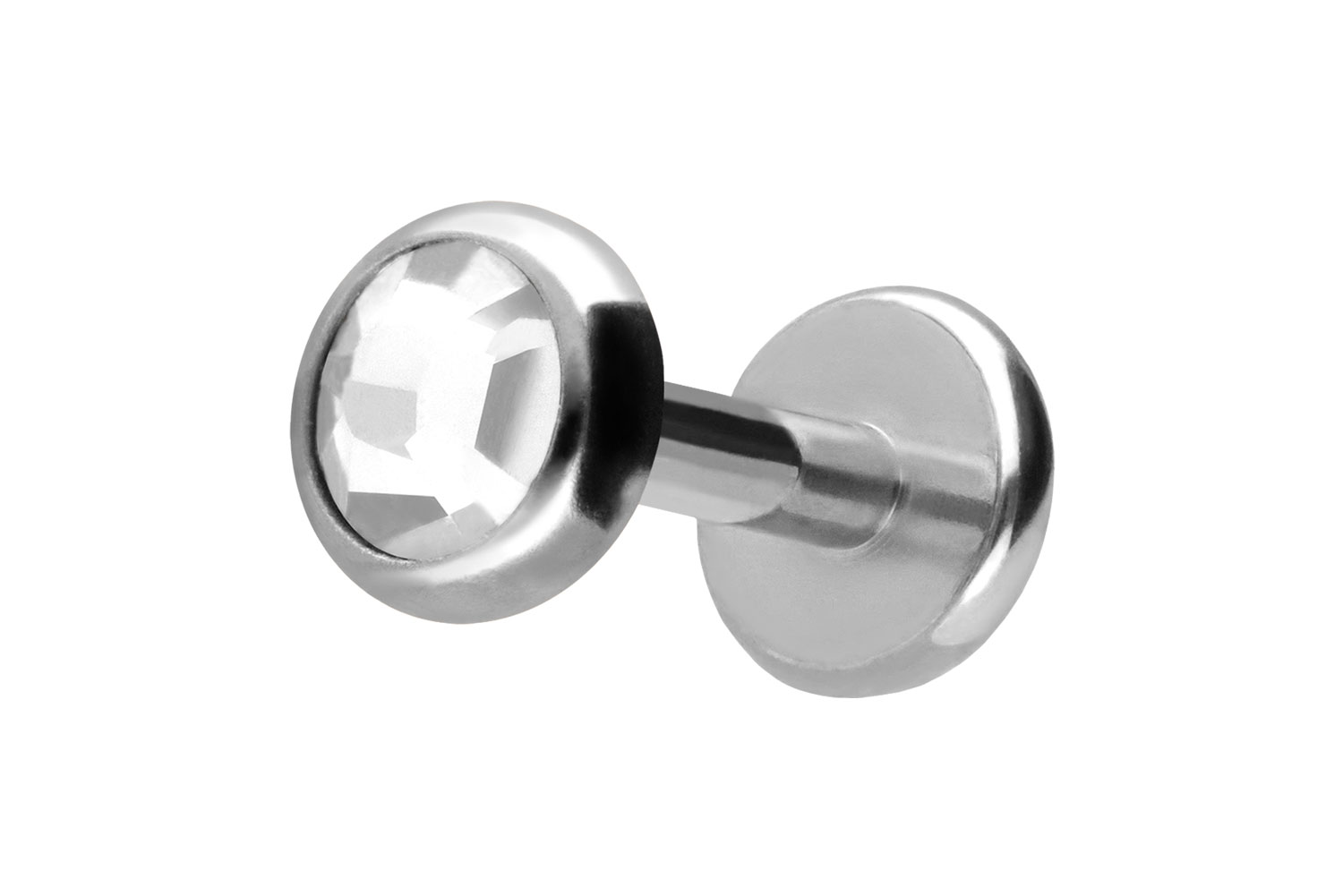 Titan Labret Piercing mit Push Fit KRISTALLDISC